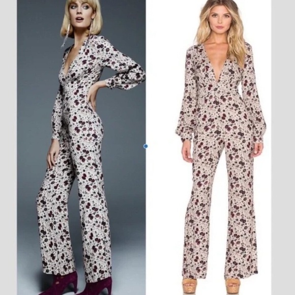 Free People ‘Some Like It Hot’ Floral Long Sleeve Wide Leg Jumpsuit (4) - Picture 1 of 10